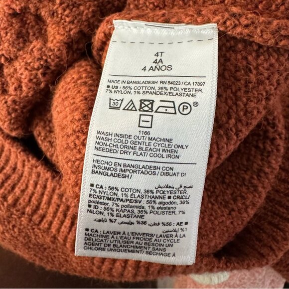 Old Navy Toddlers Girls Orange Mock Neck Ruffle Trim Cable Knit Sweater Size 4t - Picture 5 of 5